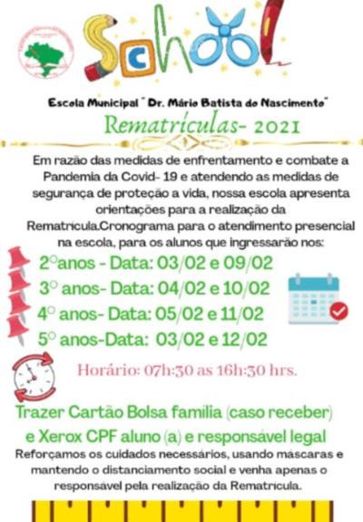 Mudanças na rematrícula dos alunos da rede municipal
